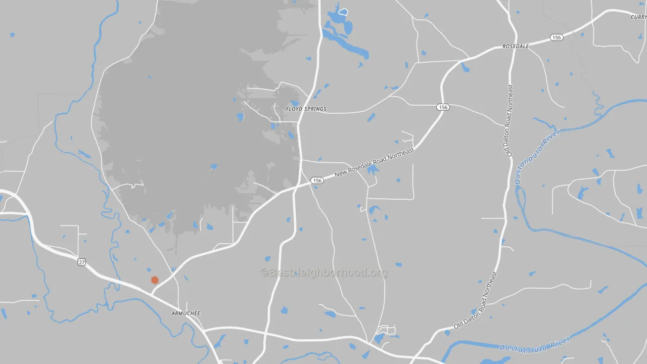 Bike Grade map of Floyd Springs, GA