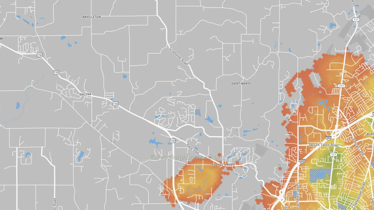 Bike Grade map of Floyds Knobs, IN