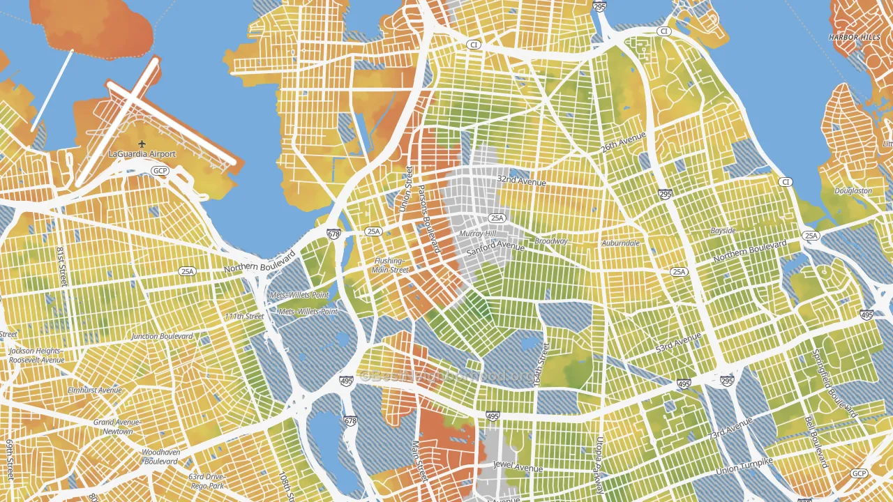 Bike Grade map of Flushing, Queens, NY