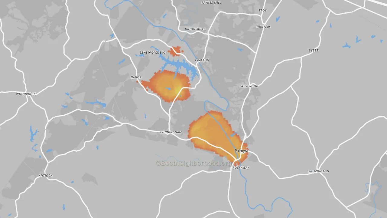 Bike Grade map of Fluvanna County, VA