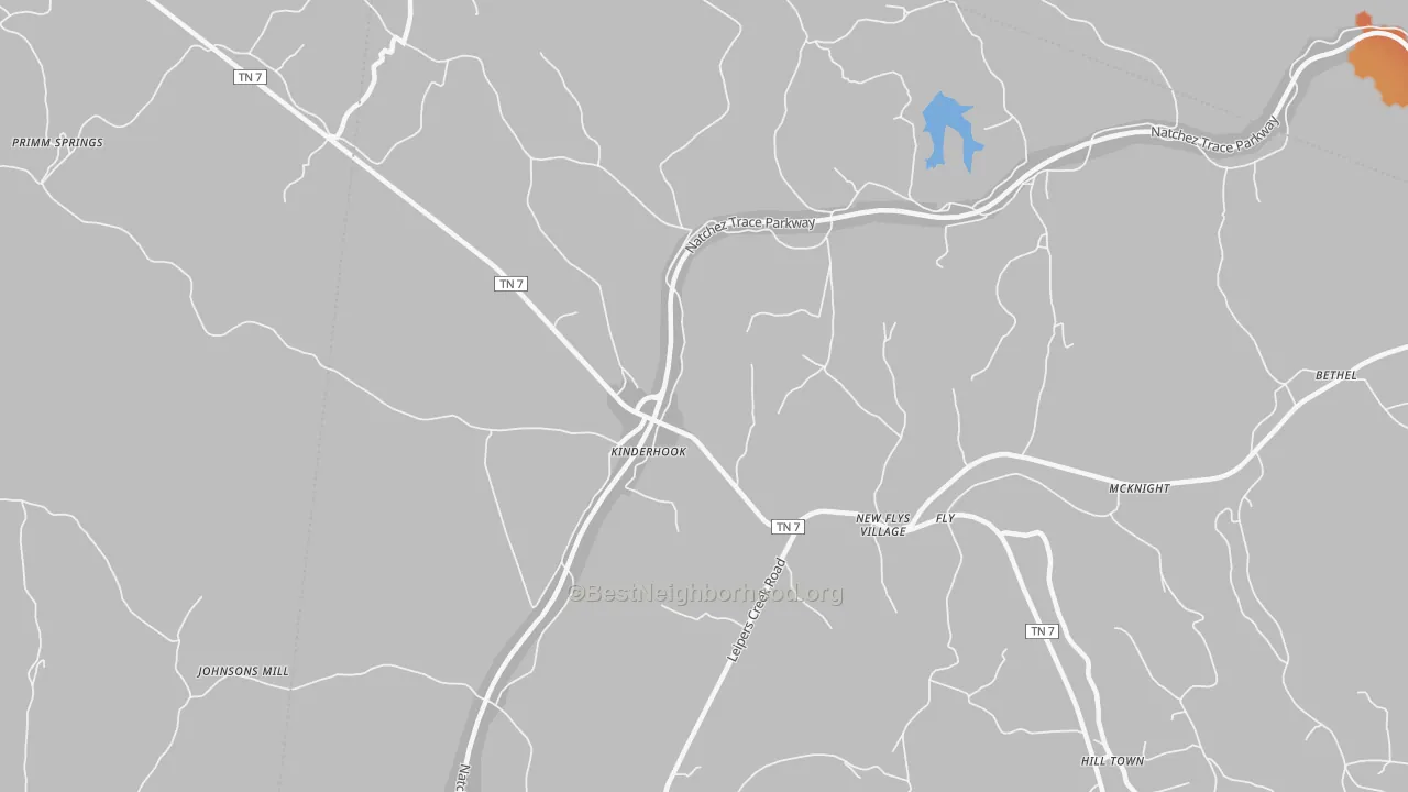 Bike Grade map of Fly, TN