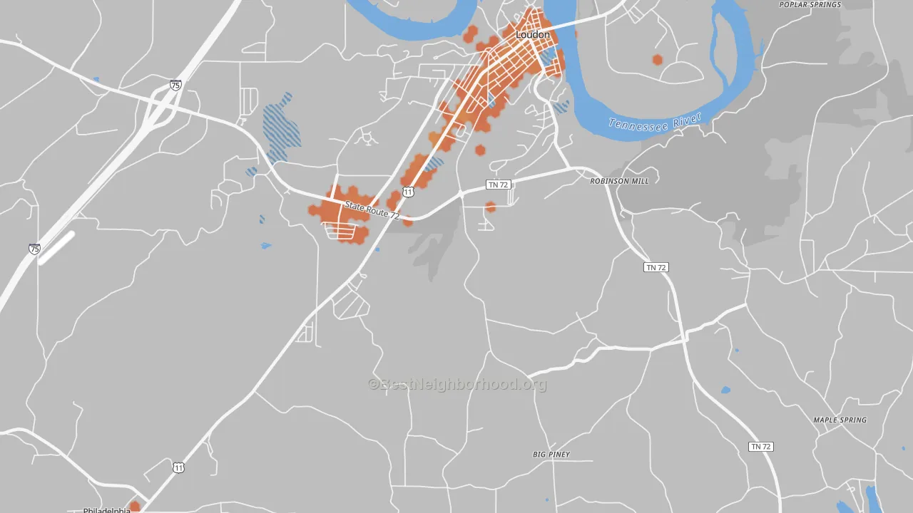 Bike Grade map of Fochee, TN