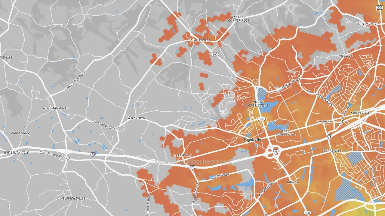Bike Grade map of Fogelsville, PA