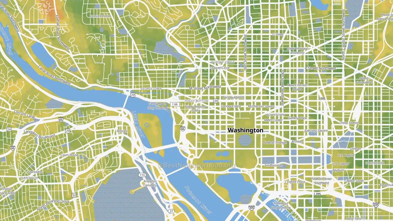 Bike Grade map of Foggy Bottom, Washington, DC