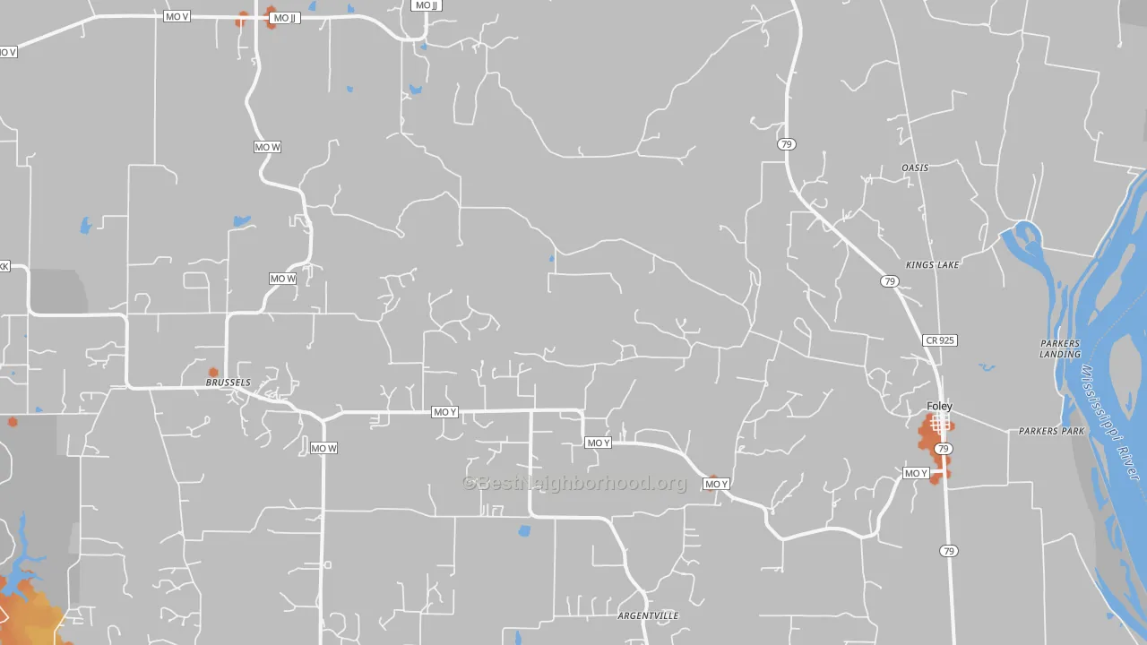 Bike Grade map of Foley, MO