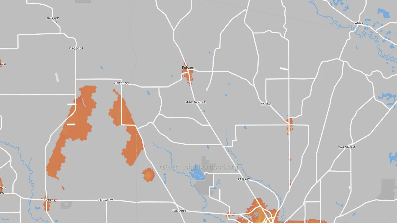 Bike Grade map of Folsom, LA