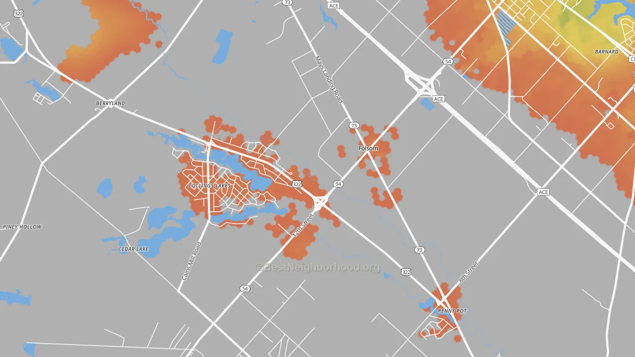 Bike Grade map of Folsom, NJ