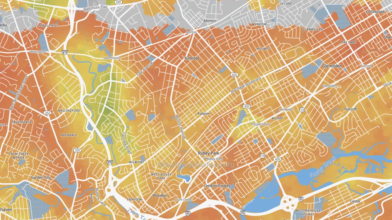Bike Grade map of Folsom, PA