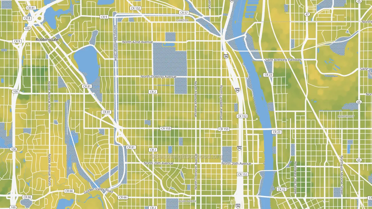 Bike Grade map of Folwell, Minneapolis, MN