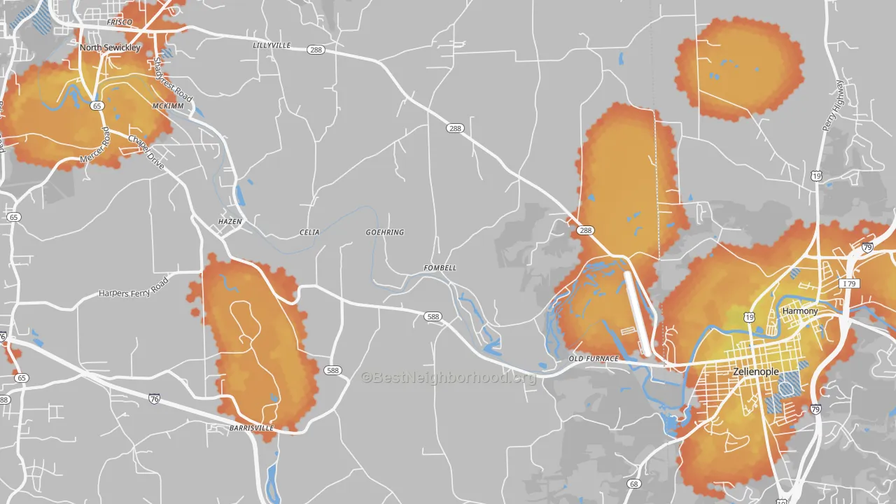 Bike Grade map of Fombell, PA