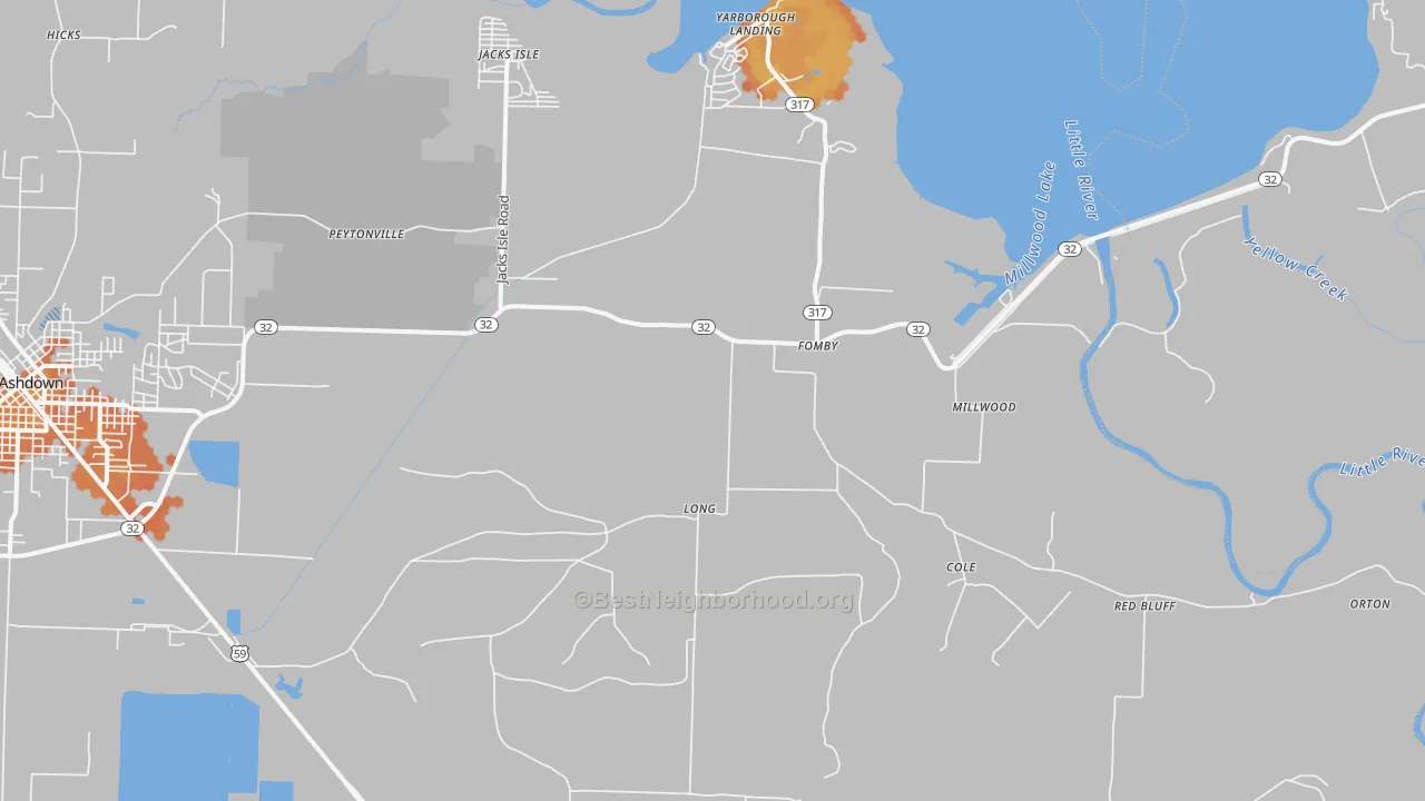 Bike Grade map of Fomby, AR