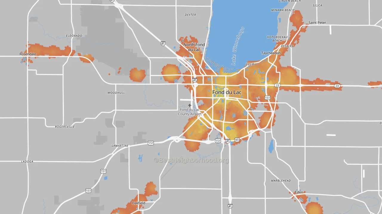 Bike Grade map of Fond du Lac County, WI