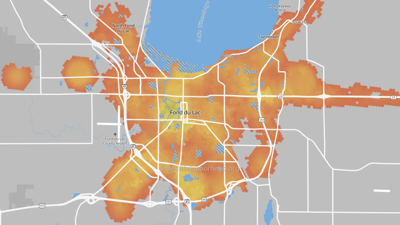 Bike Grade map of Fond Du Lac, WI