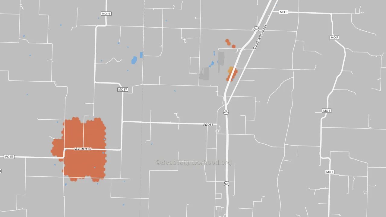 Bike Grade map of Foose, MO
