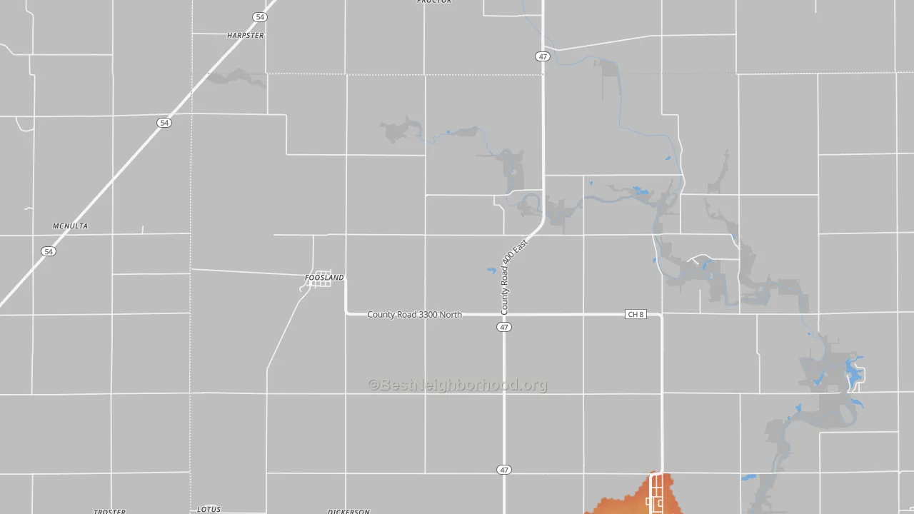 Bike Grade map of Foosland, IL
