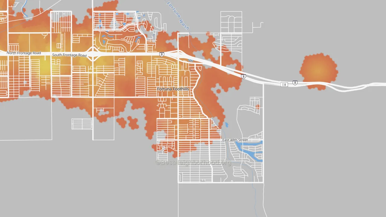 Bike Grade map of Foothills, Fortuna Foothills, AZ