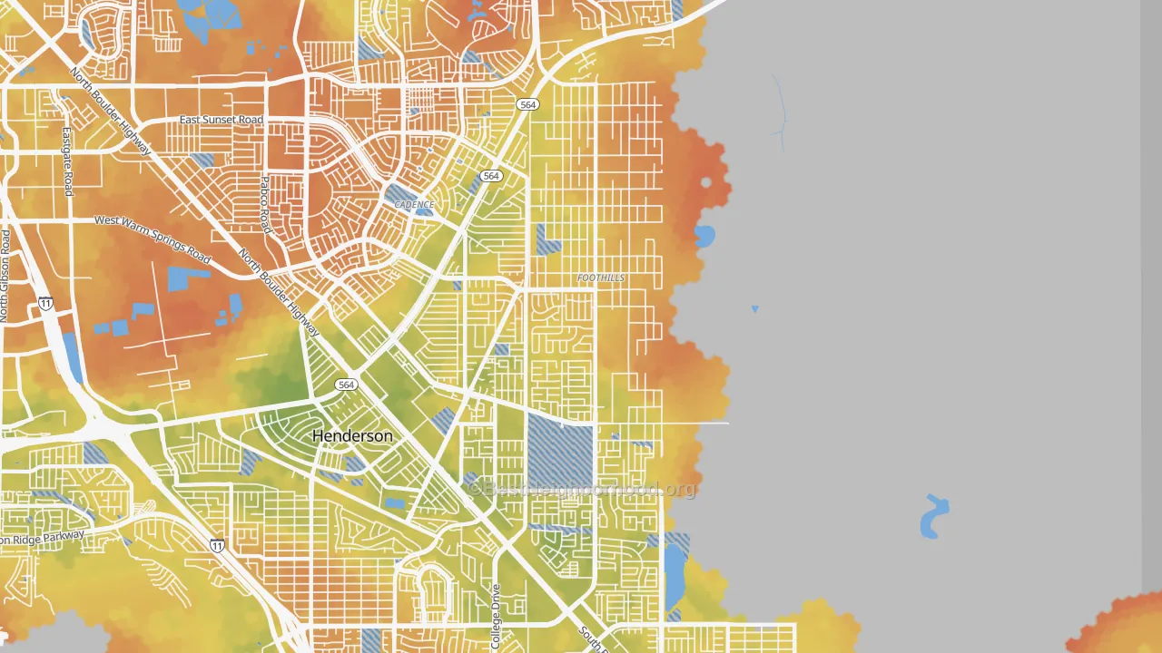 Bike Grade map of Foothills, Henderson, NV