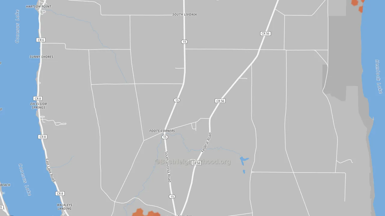 Bike Grade map of Foots Corners, NY