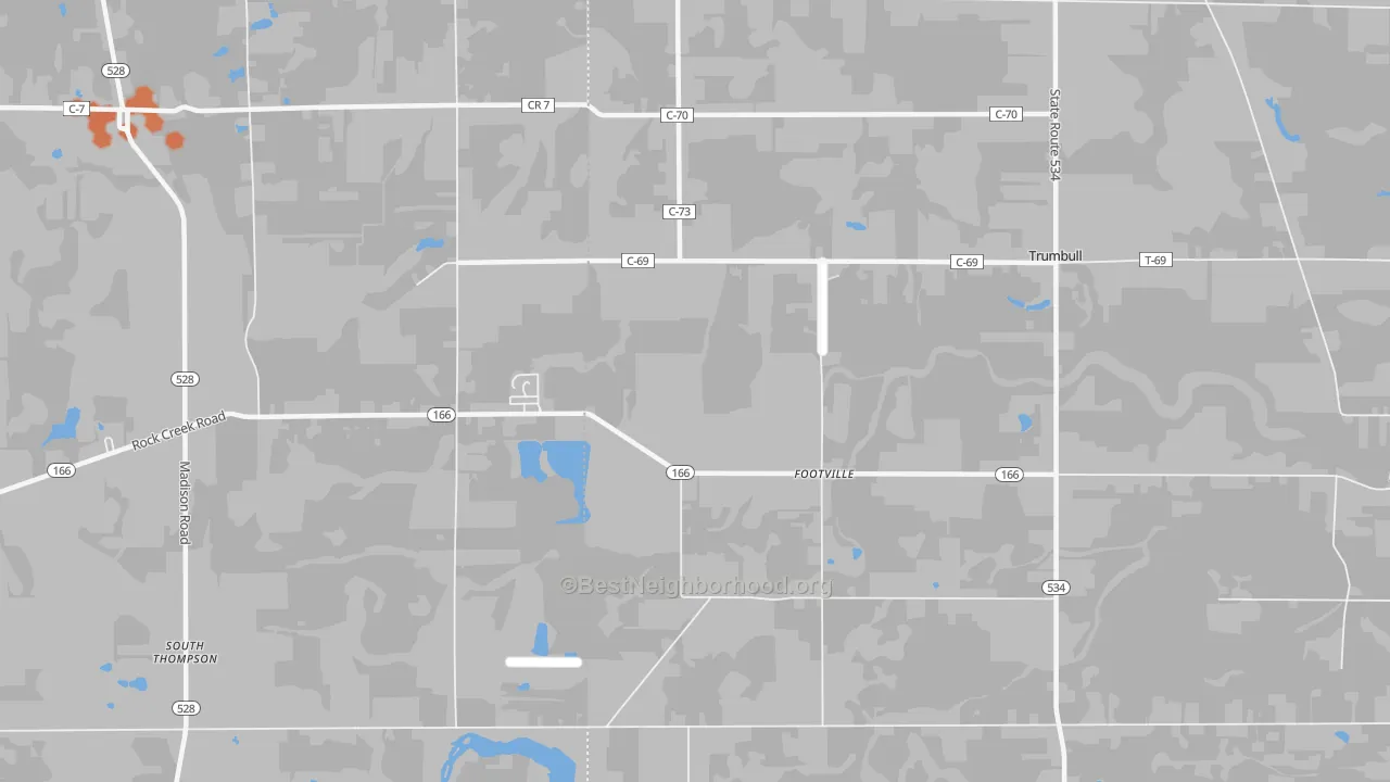Bike Grade map of Footville, OH