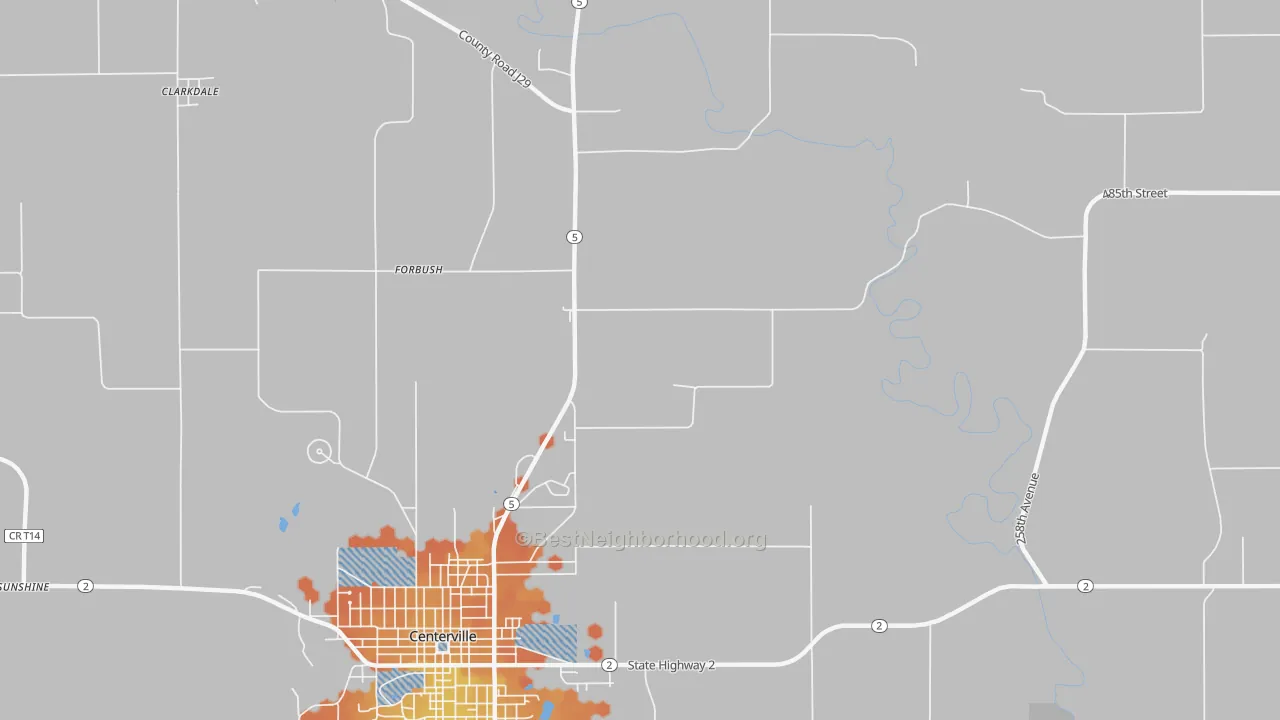 Bike Grade map of Forbush, IA