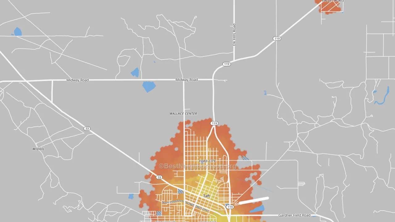 Bike Grade map of Ford City, CA