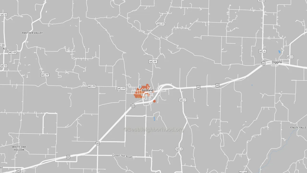 Bike Grade map of Fordland, MO