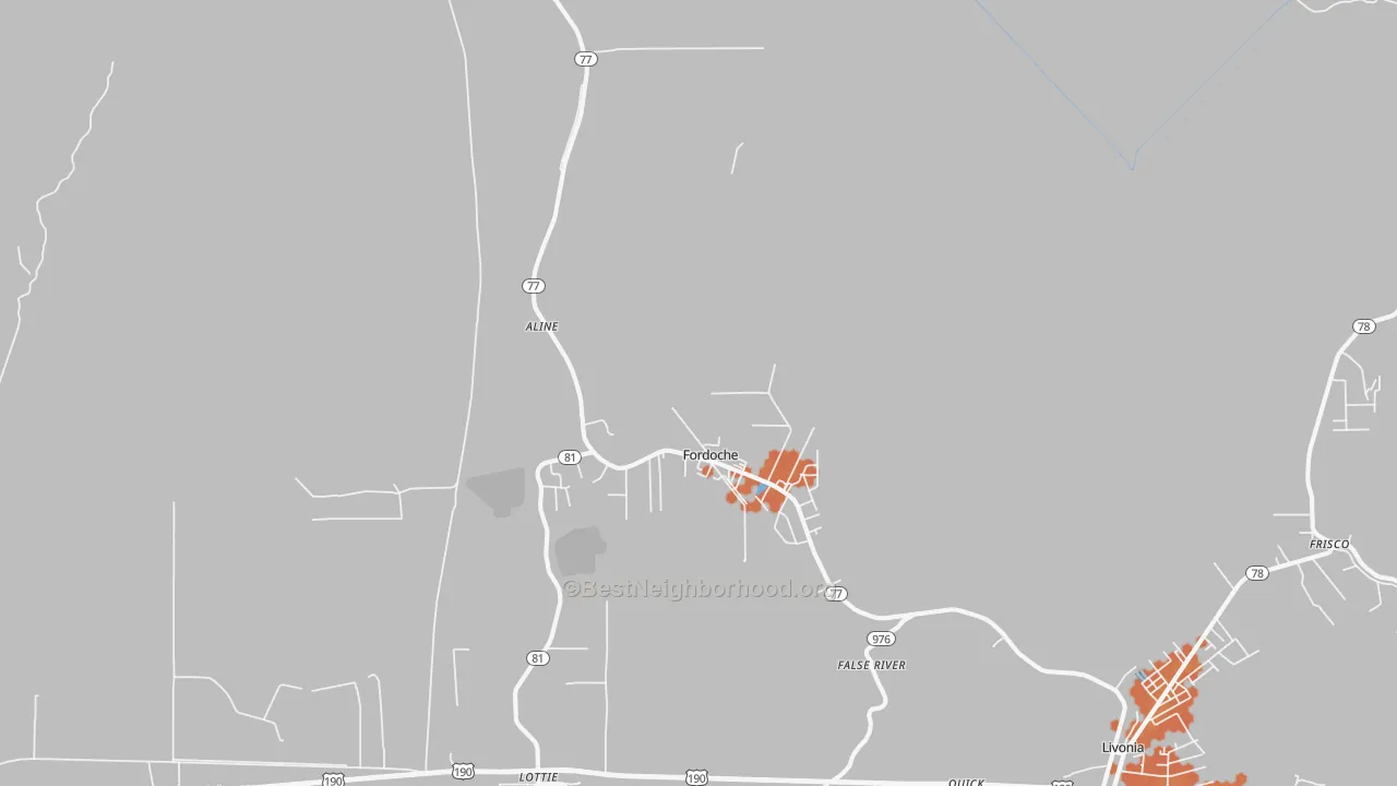 Bike Grade map of Fordoche, LA