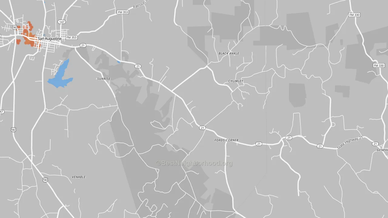 Bike Grade map of Fords Corner, TX