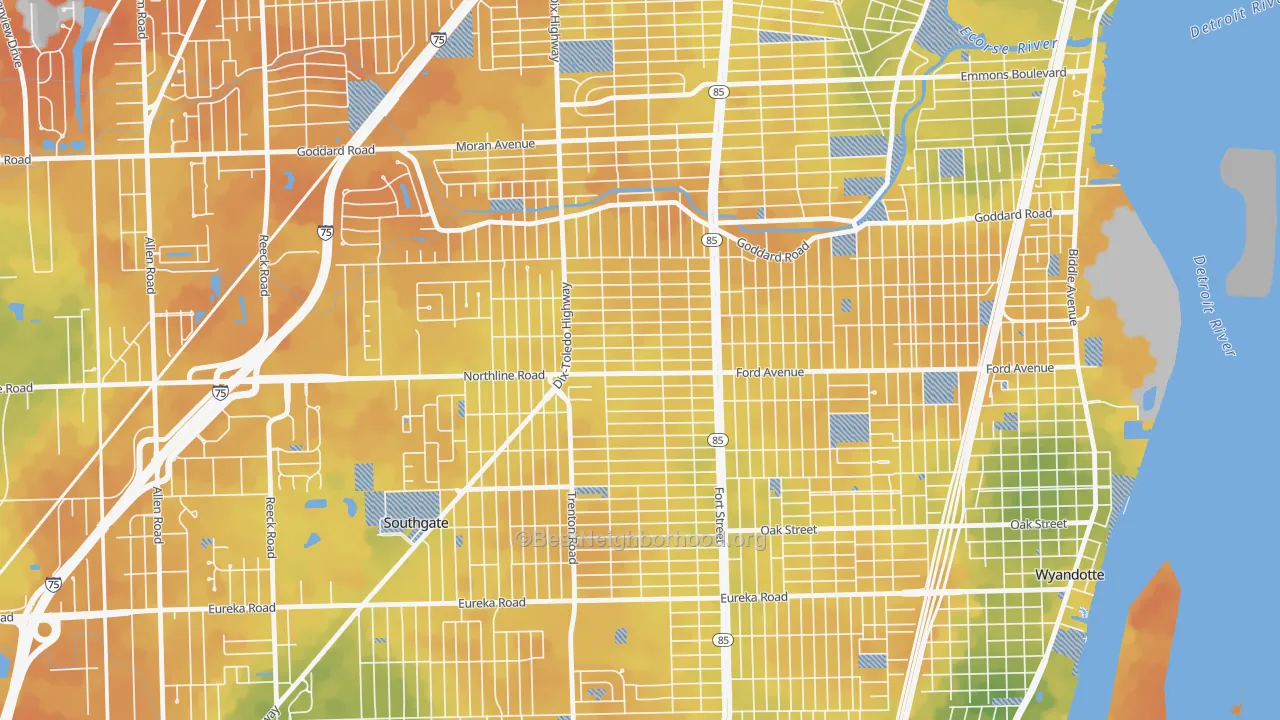 Bike Grade map of Fordville, Southgate, MI