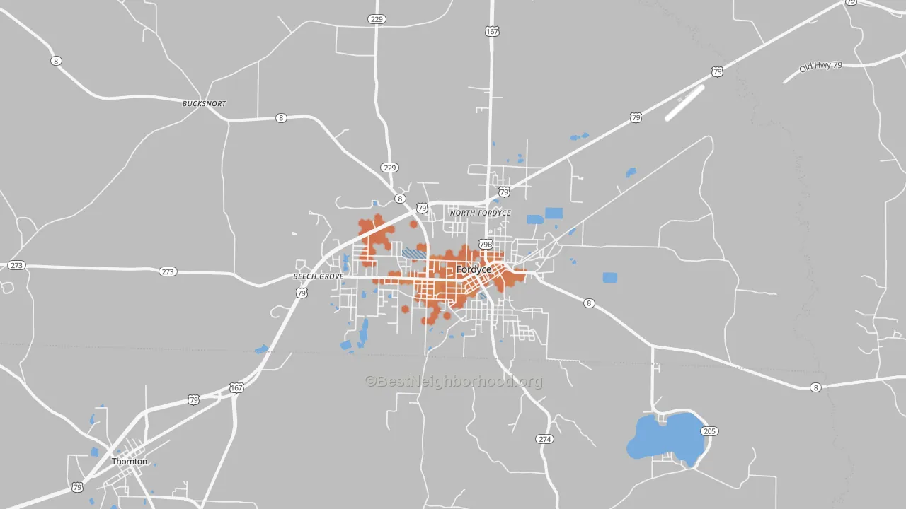 Bike Grade map of Fordyce, AR