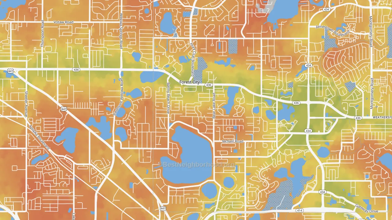 Bike Grade map of Forest City, FL