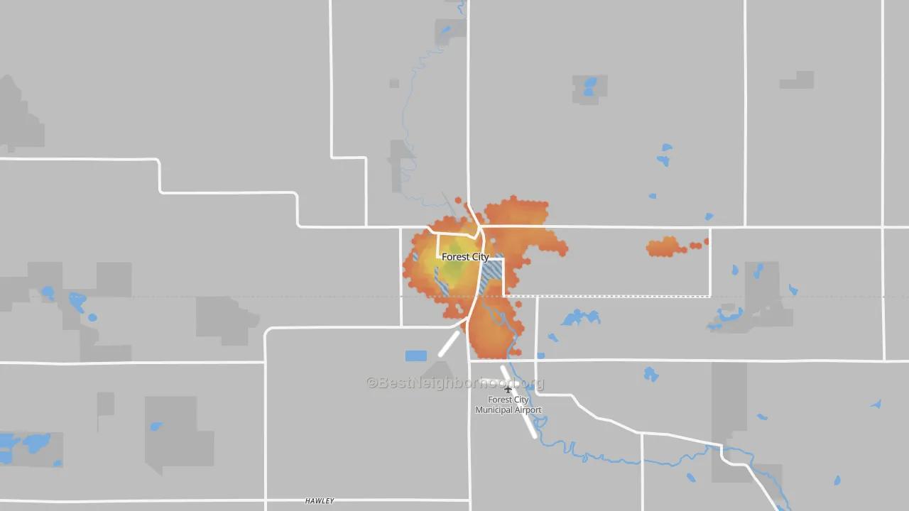 Bike Grade map of Forest City, IA