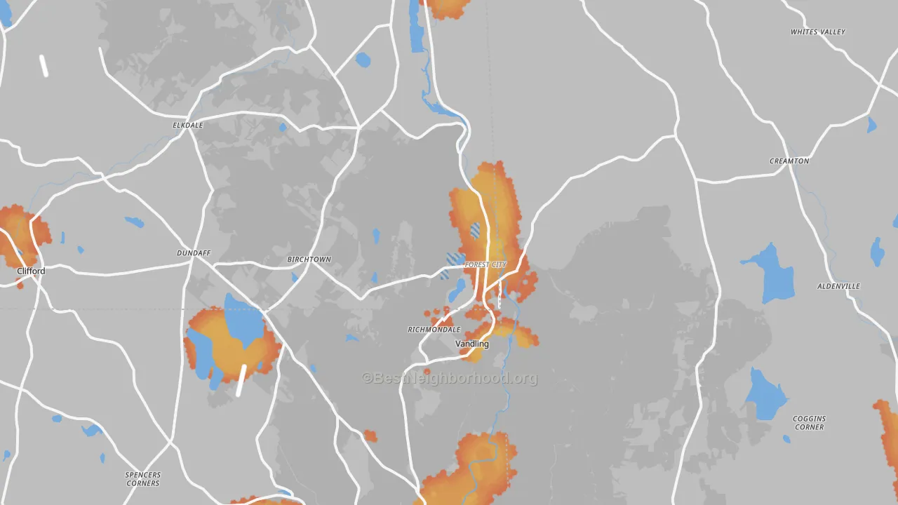 Bike Grade map of Forest City, PA