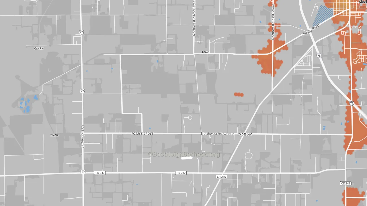 Bike Grade map of Forest Grove, FL