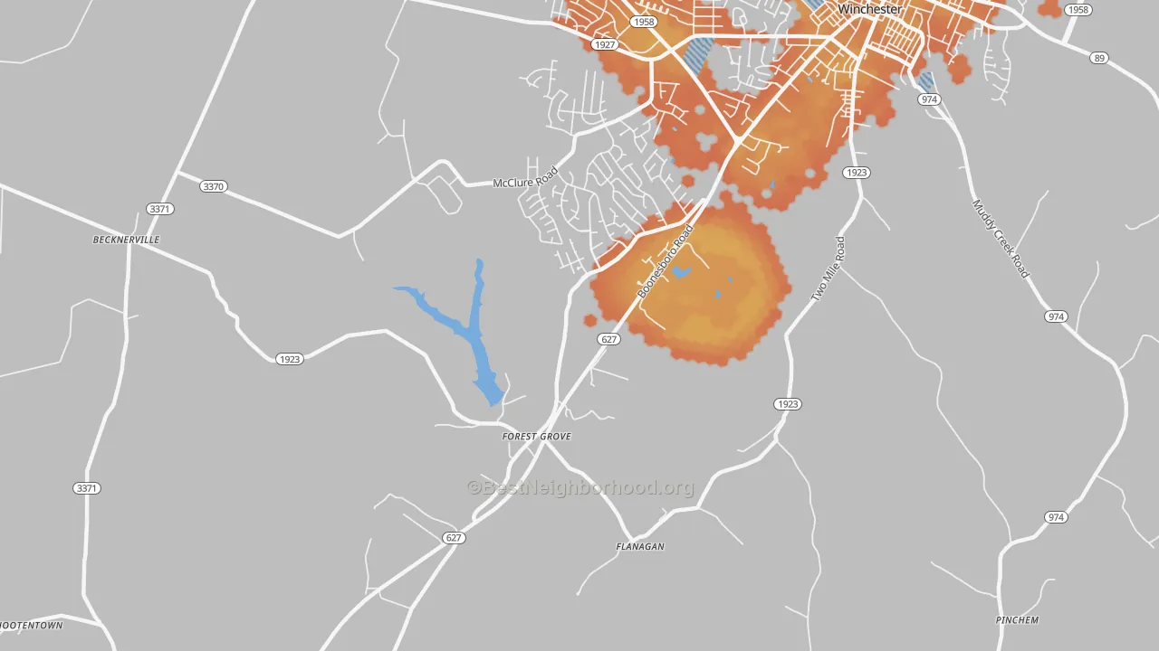 Bike Grade map of Forest Grove, KY
