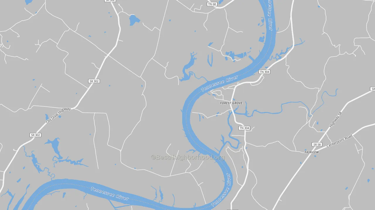 Bike Grade map of Forest Grove, TN