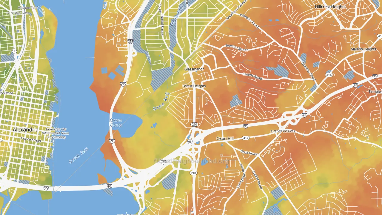 Bike Grade map of Forest Heights, MD