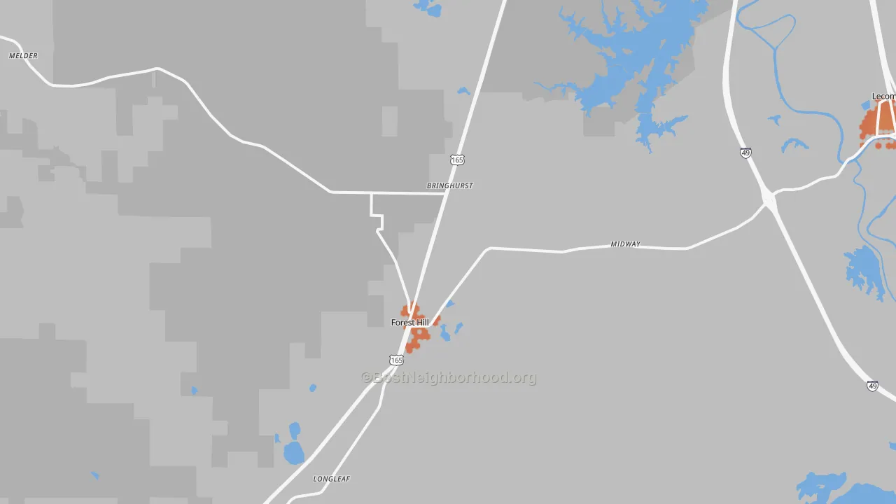 Bike Grade map of Forest Hill, LA