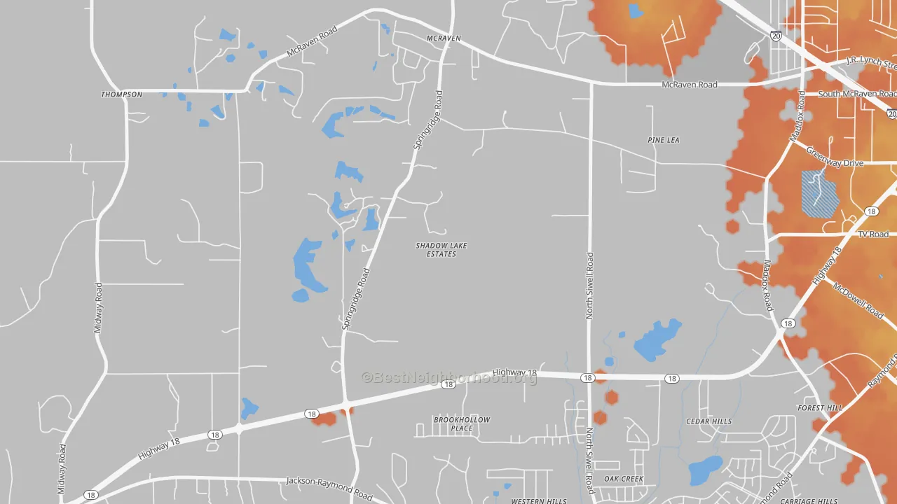 Bike Grade map of Forest Hill, MS