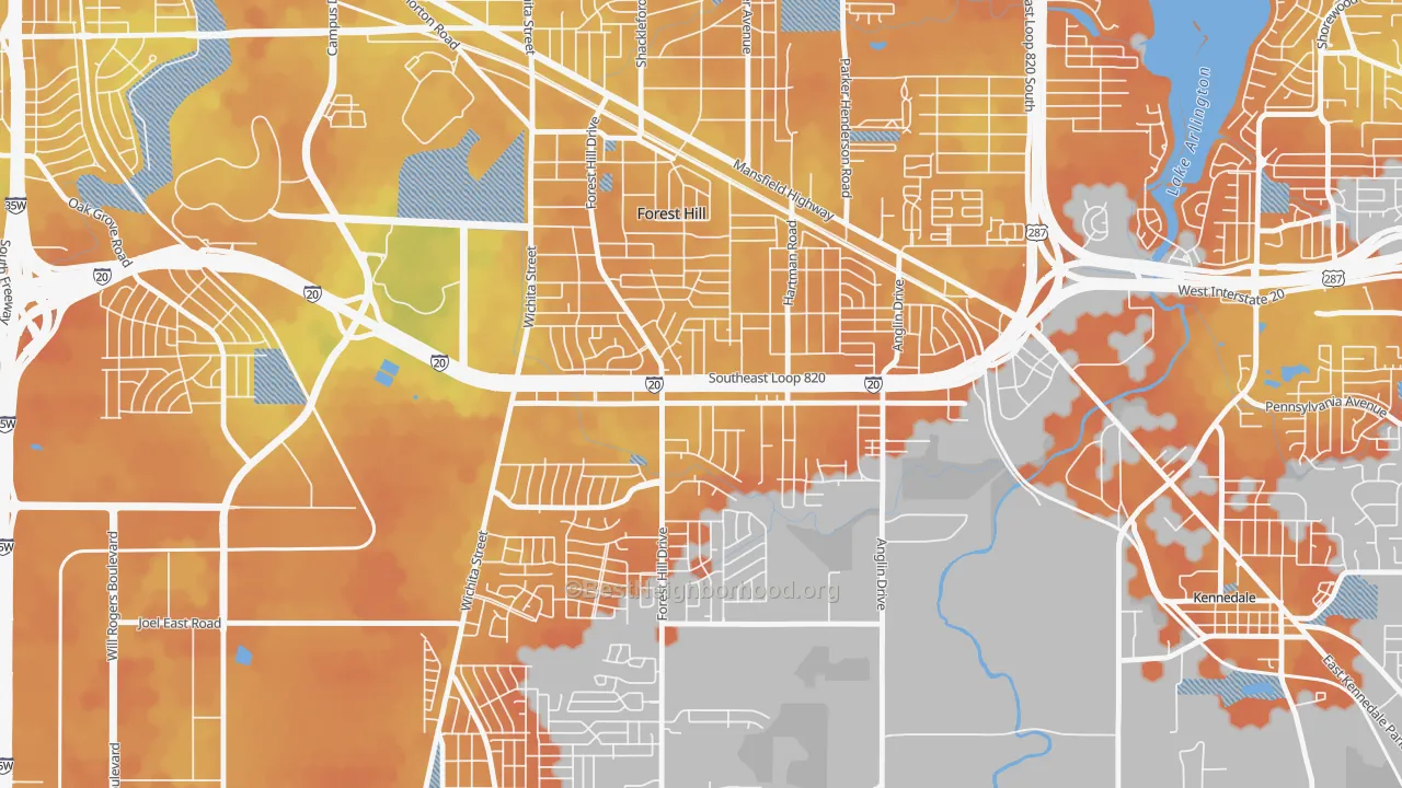 Bike Grade map of Forest Hill, TX