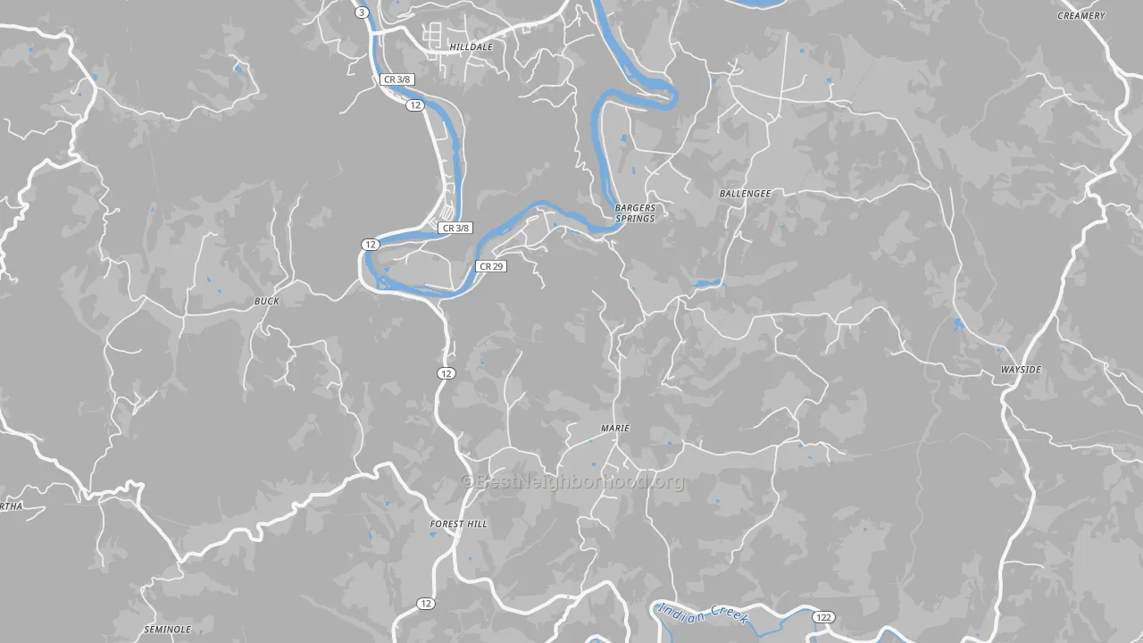 Bike Grade map of Forest Hill, WV