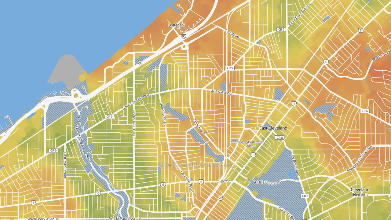 Bike Grade map of Forest Hills, Cleveland, OH