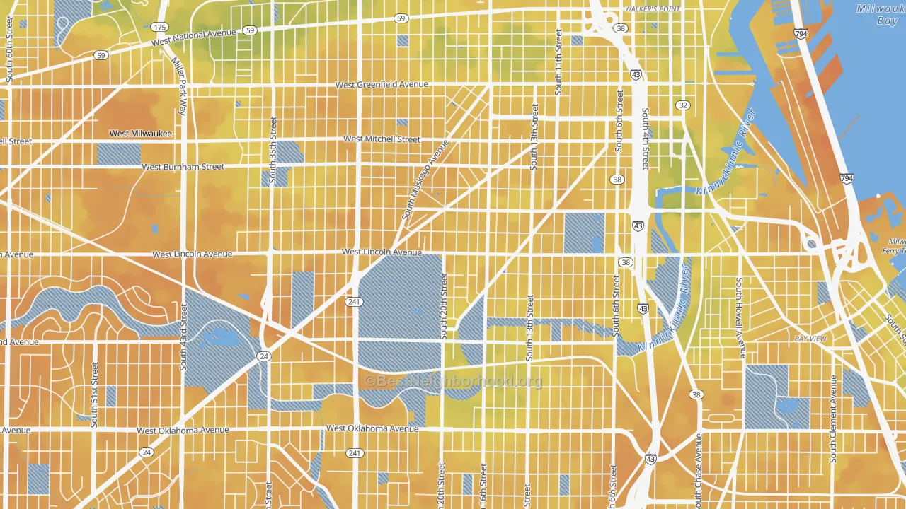 Bike Grade map of Forest Home Hills, Milwaukee, WI