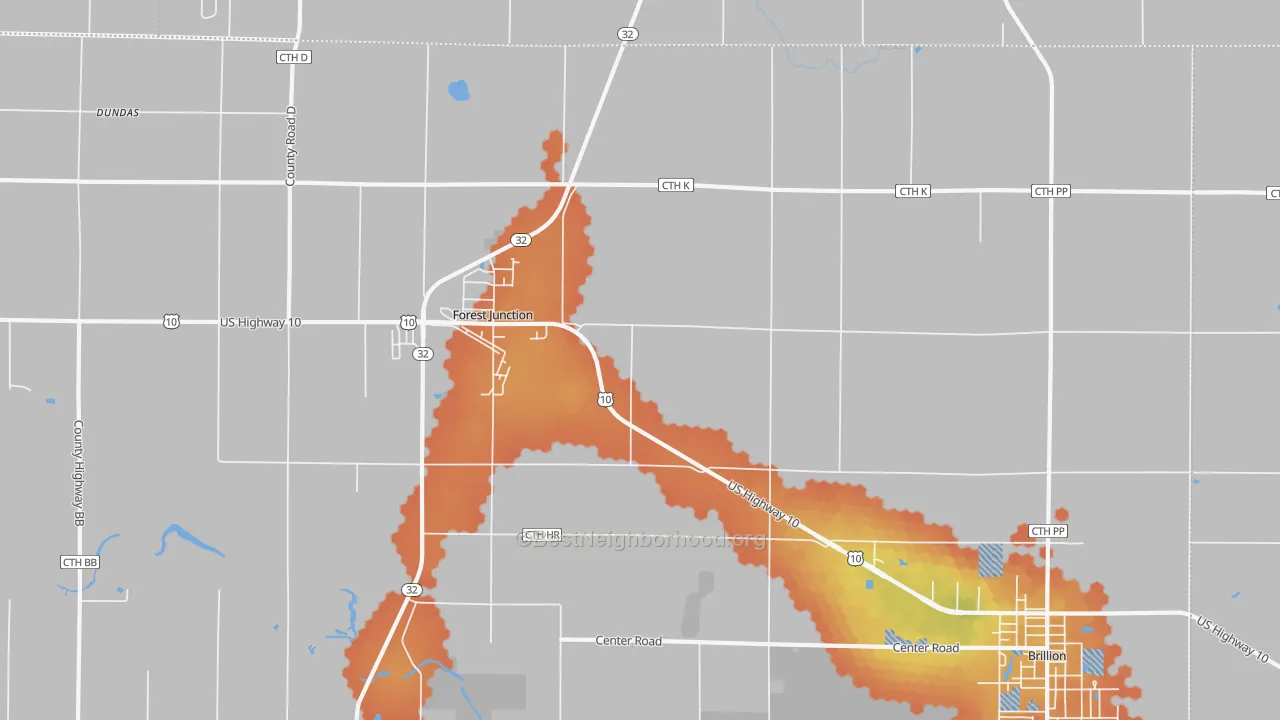 Bike Grade map of Forest Junction, WI