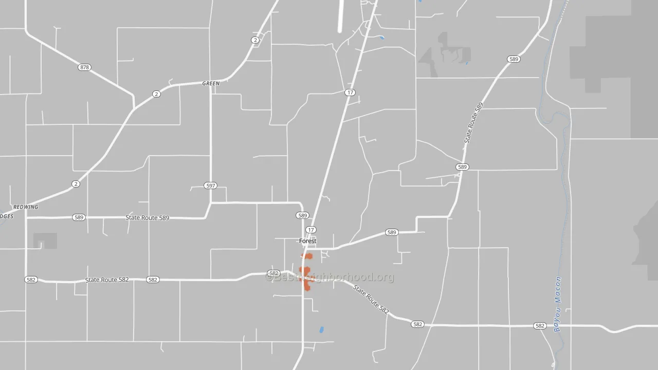 Bike Grade map of Forest, LA