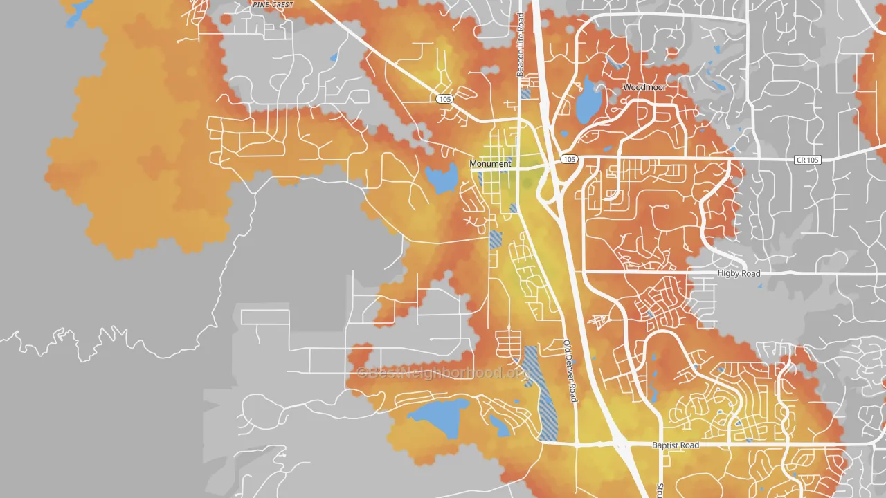 Bike Grade map of Forest Lakes, Monument, CO