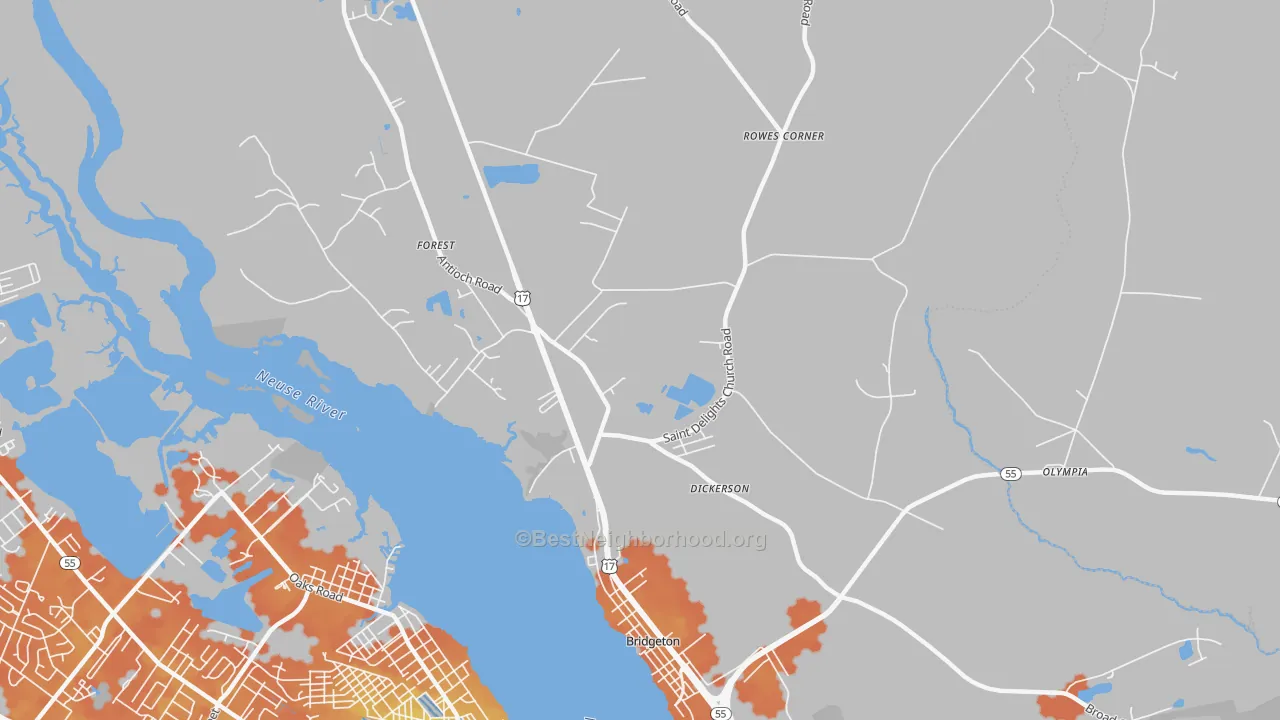 Bike Grade map of Forest, NC