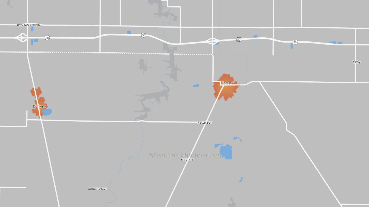 Bike Grade map of Forest, OH