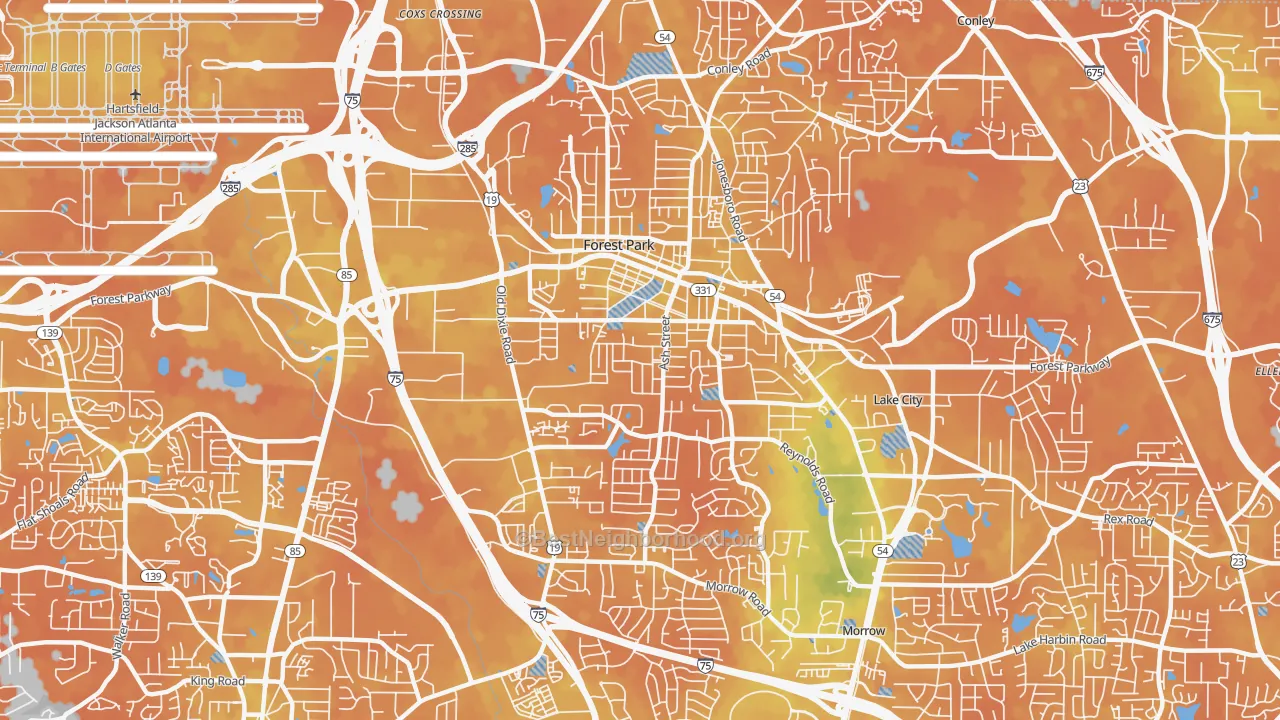 Bike Grade map of Forest Park, GA
