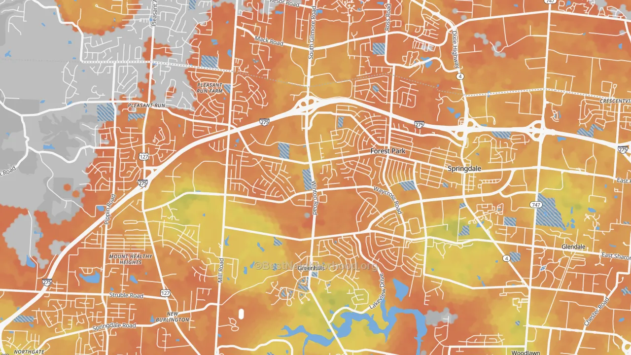 Bike Grade map of Forest Park, OH